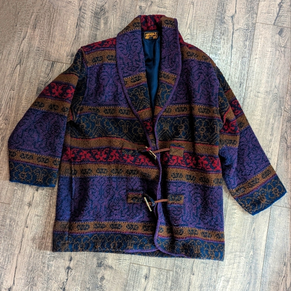 Vintage Eddie Bauer wool toggle clasp cardigan